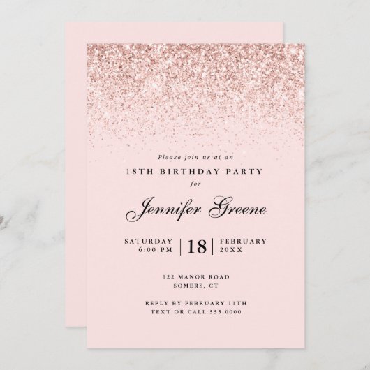 Blush roze Confetti glitter, elke leeftijd verjaar Kaart (Voorkant / Achterkant)