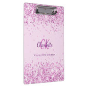 Blush roze confetti monogram naam klembord (Rechts)