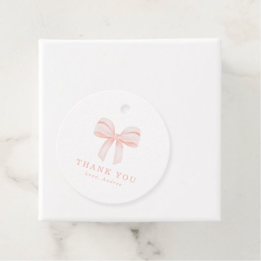 Blush Roze Coquette Bow Verjaardagsfeest Dank u Bedankjes Labels (In situ)