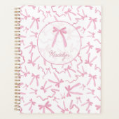 Blush roze coquette lint patroon gepersonaliseerd planner (Voorkant)
