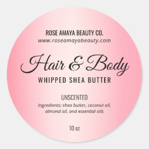 Blush Roze Cosmetische schoonheidslichaams Butter Ronde Sticker