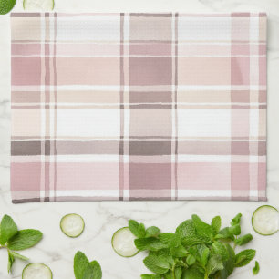 Blush Roze Crème Bruine Strepen Bruiloft Theedoek