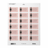Blush roze, crème, grijs monogram adreslabel etiket (Full Sheet)