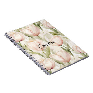 Blush Roze Crème Tulpen Bloemen Notitieboek