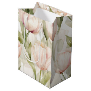  Blush Roze Crème Tulpen Floral Wedding Medium Cadeauzakje