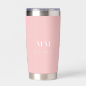 Blush roze custom monogram initialen naam geïsoleerde drinkbeker (Achterkant)