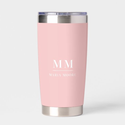 Blush roze custom monogram initialen naam geïsoleerde drinkbeker (Achterkant)