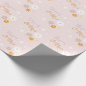 Blush Roze Daisy Groovy Baby Wrapping Paper Cadeaupapier (Hoek)