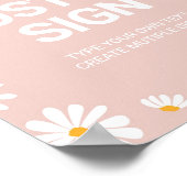 Blush Roze Daisy Verjaardagsfeesttafel Teken Poster (Hoek)