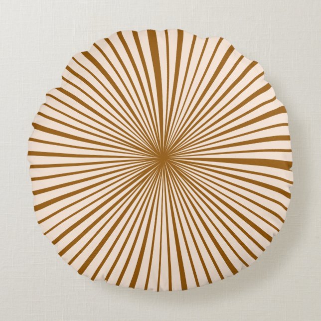 Blush roze, donkere chocolade, bruin stripe patroo rond kussen (Voorkant)