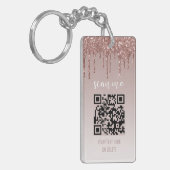 Blush roze drift Glitter QR Code Business Sleutelhanger (Voorkant Links)