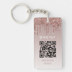 Blush roze drift Glitter QR Code Business Sleutelhanger