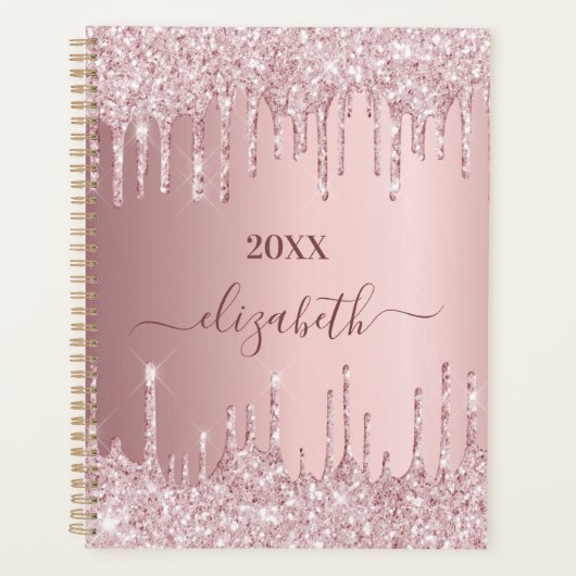 Blush roze druppels naam 2026 planner (Voorkant)