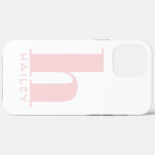 Blush Roze Eenvoudig monogram en naam Case-Mate iPhone Case (Achterkant (horizontaal))
