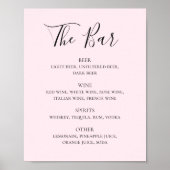 Blush roze, eenvoudig script drink bar menu poster (Voorkant)