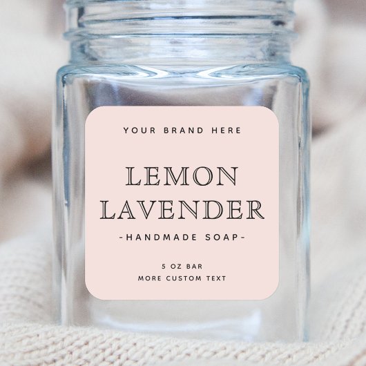 Blush roze elegant minimale labels voor vierkante 