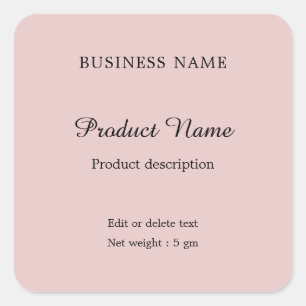 Blush Roze Elegant modern minimaal productlabel Vierkante Sticker