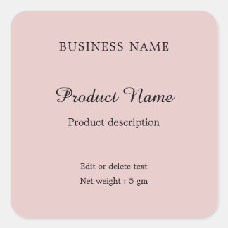 Blush Roze Elegant modern minimaal productlabel Vierkante Sticker