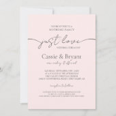 Blush Roze Elegant Modern Script Foto Bruiloft Kaart (Voorkant)