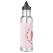 Blush roze elegant monogram gepersonaliseerd waterfles (Links)