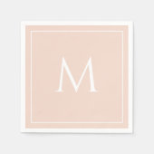 Blush roze elegant monogram initiaal servetten (Voorkant)