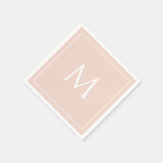Blush roze elegant monogram initiaal servetten (Hoek)