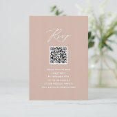Blush Roze Elegant Script Eenvoudige QR Bruiloft R Informatiekaartje (Staand voorkant)