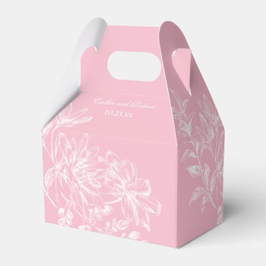 Blush Roze Elegante Bloemen Bruiloft Favor Box Bedankdoosjes (Voorkant Zijde)