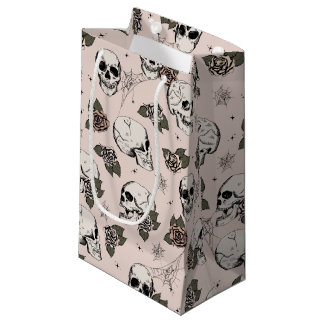Blush roze elegante donkere Halloween schedel Klein Cadeauzakje