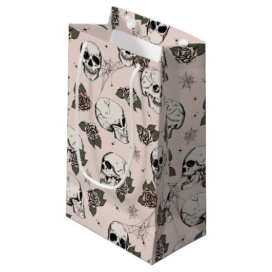 Blush roze elegante donkere Halloween schedel Klein Cadeauzakje (Voorkant Gekanteld)