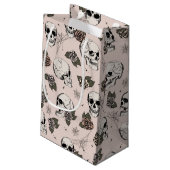 Blush roze elegante donkere Halloween schedel Klein Cadeauzakje (Achterkant Gekanteld)