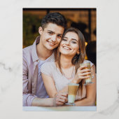 Blush Roze Elegante Folie Script Foto bruiloft Folie Uitnodiging (Achterkant)