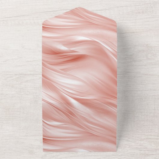 Blush Roze Elegante Glamoureuze Huwelijk All In One Uitnodiging (Buitenkant)