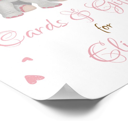 Blush roze ellephant Gifts & Kaart Baby shower Sig Poster (Hoek)