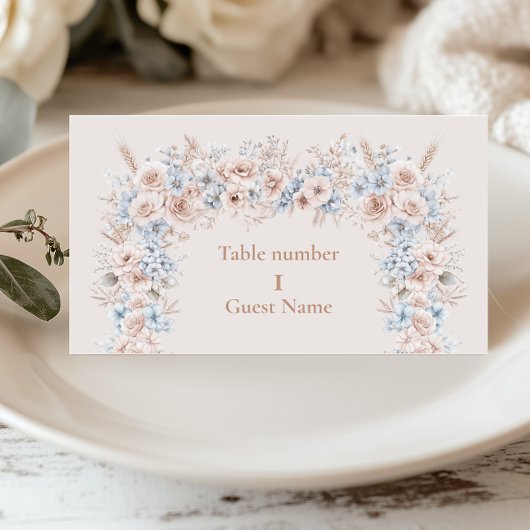 Blush Roze en Blauwe Waterverf Bloemenbruiloft