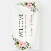 Blush roze en Blue Floral Welcome Spandoek (Verticaal)