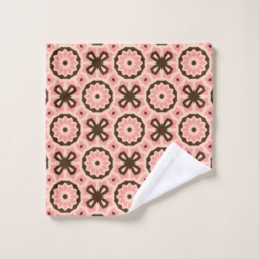 Blush roze en Brown Boho Chic Geometric Pattern Bad Handdoek (Wasdoekje)