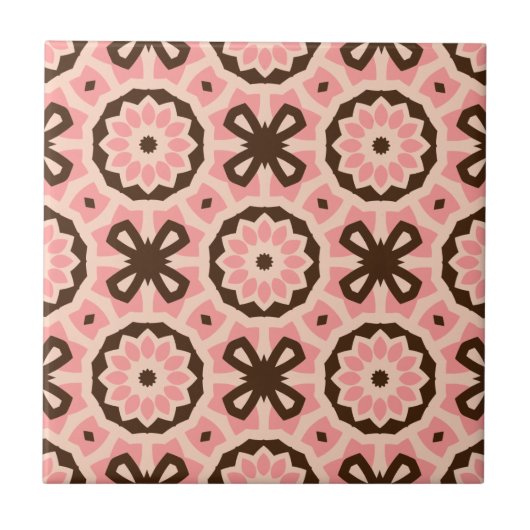 Blush roze en Brown Boho Chic Geometric Pattern Tegeltje (Voorkant)