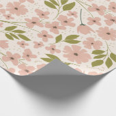 Blush roze en Cream Floral Pattern Cadeaupapier (Hoek)