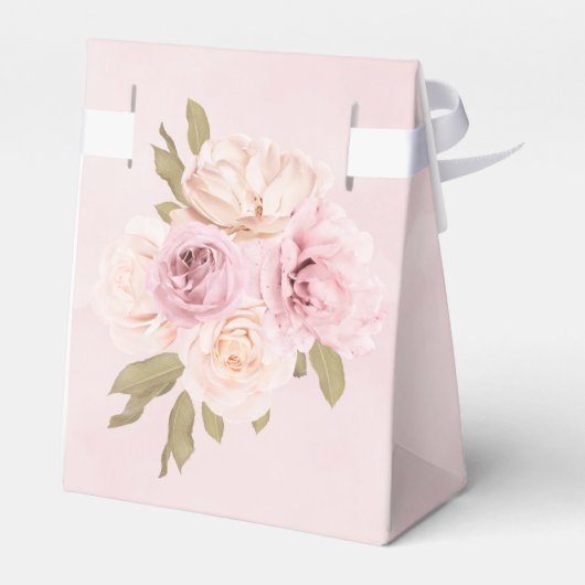Blush roze en crème Rozen grafische Vrijgezellenfe Bedankdoosjes (Achterkant)