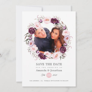 Blush Roze en Deep Velvet Foto Bruiloft Save The Date
