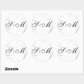 Blush roze en Dove Grey Swirls Weddenschap Ronde Sticker (Vel)