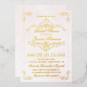 Blush roze en draden Vrijgezellenfeest Echte Folie Uitnodiging