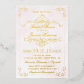 Blush roze en draden Vrijgezellenfeest Echte Folie Uitnodiging (Voorkant)