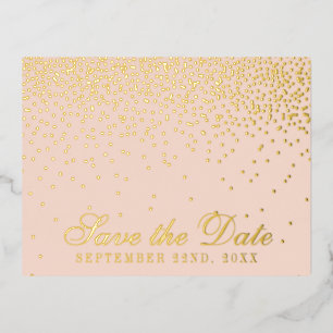 Blush roze en glam Confetti Save the Date Real Folie Uitnodiging Briefkaart