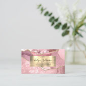 Blush Roze en Gold Agate Visitekaartje (Staand voorkant)