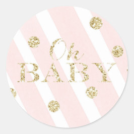 Blush Roze en Gold Baby shower | O Baby Ronde Sticker