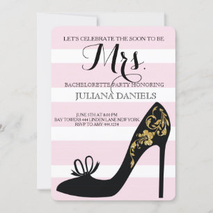 Blush Roze en Gold Bachelorette Party Kaart