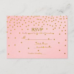 Blush roze en Gold Foil Confetti Wedding RSVP-kaar RSVP Kaartje