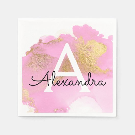 Blush Roze en Gold Foil Wash Girly Servet (Voorkant)